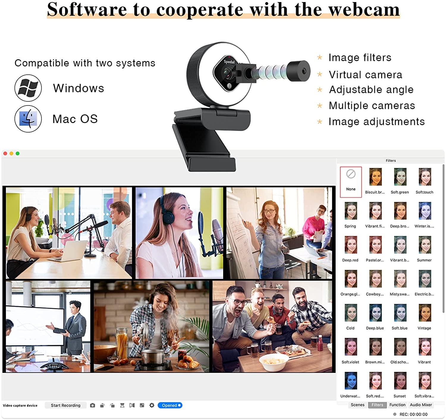 AF962-1080P Webcam with Ring Light /Tripod