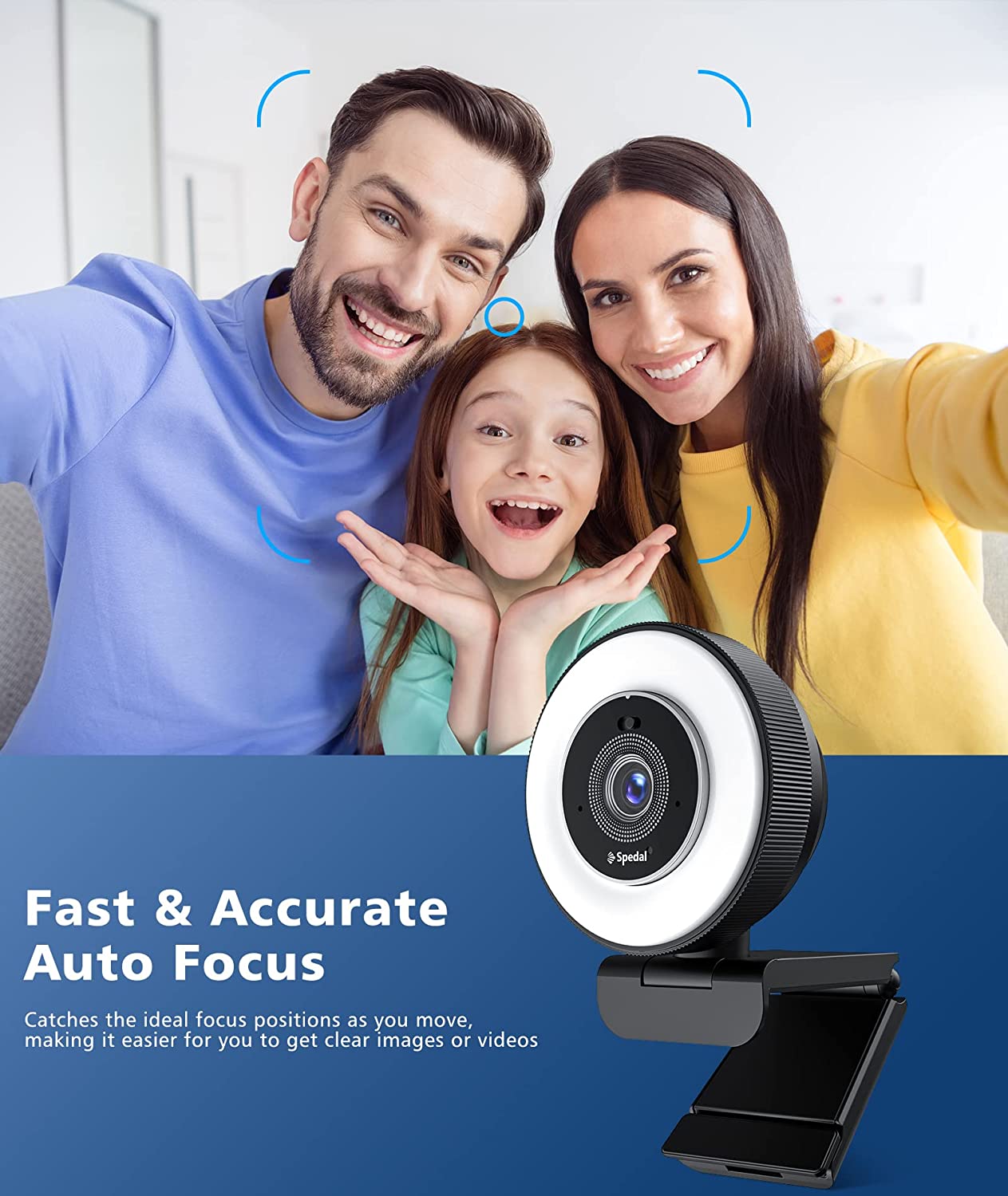 AF966-4K Webcam with Ring Light Dual Mics