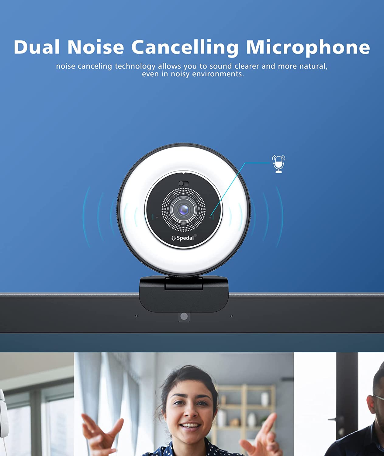 AF966-4K Webcam with Ring Light Dual Mics
