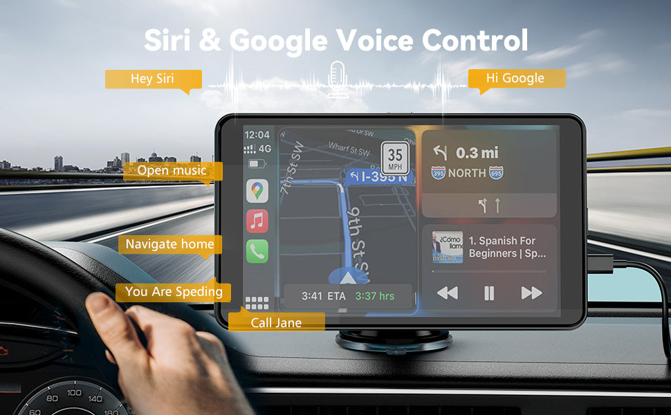 CL796N - Portable Car Stereo Wired Apple Carplay Android Auto with Dashcam
