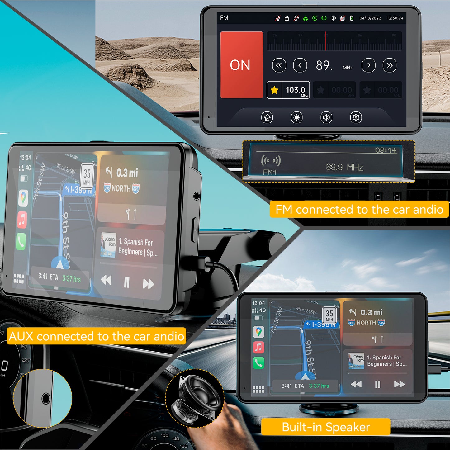CL796N - Portable Car Stereo Wired Apple Carplay Android Auto with Dashcam