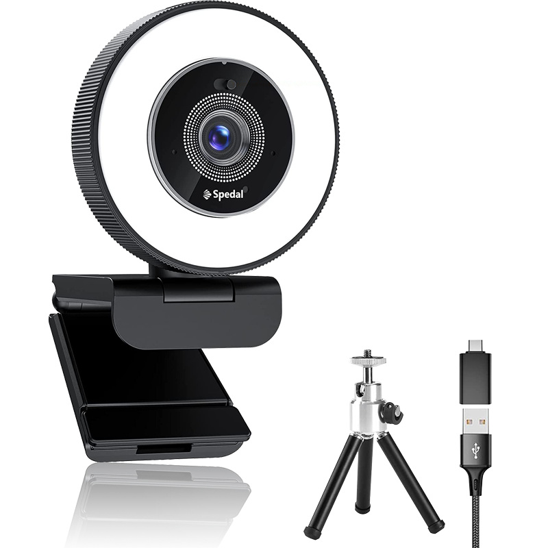 Streaming Webcam 1080P with Adjustable Ring Light, Advanced Auto