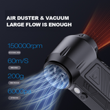 High-Performance Turbo Fan: Powerful Airflow (200g+ Force, 60m/s+ Speed) – Blasts Dust from Tight Spaces, 3 Speeds – Home/Office/Car