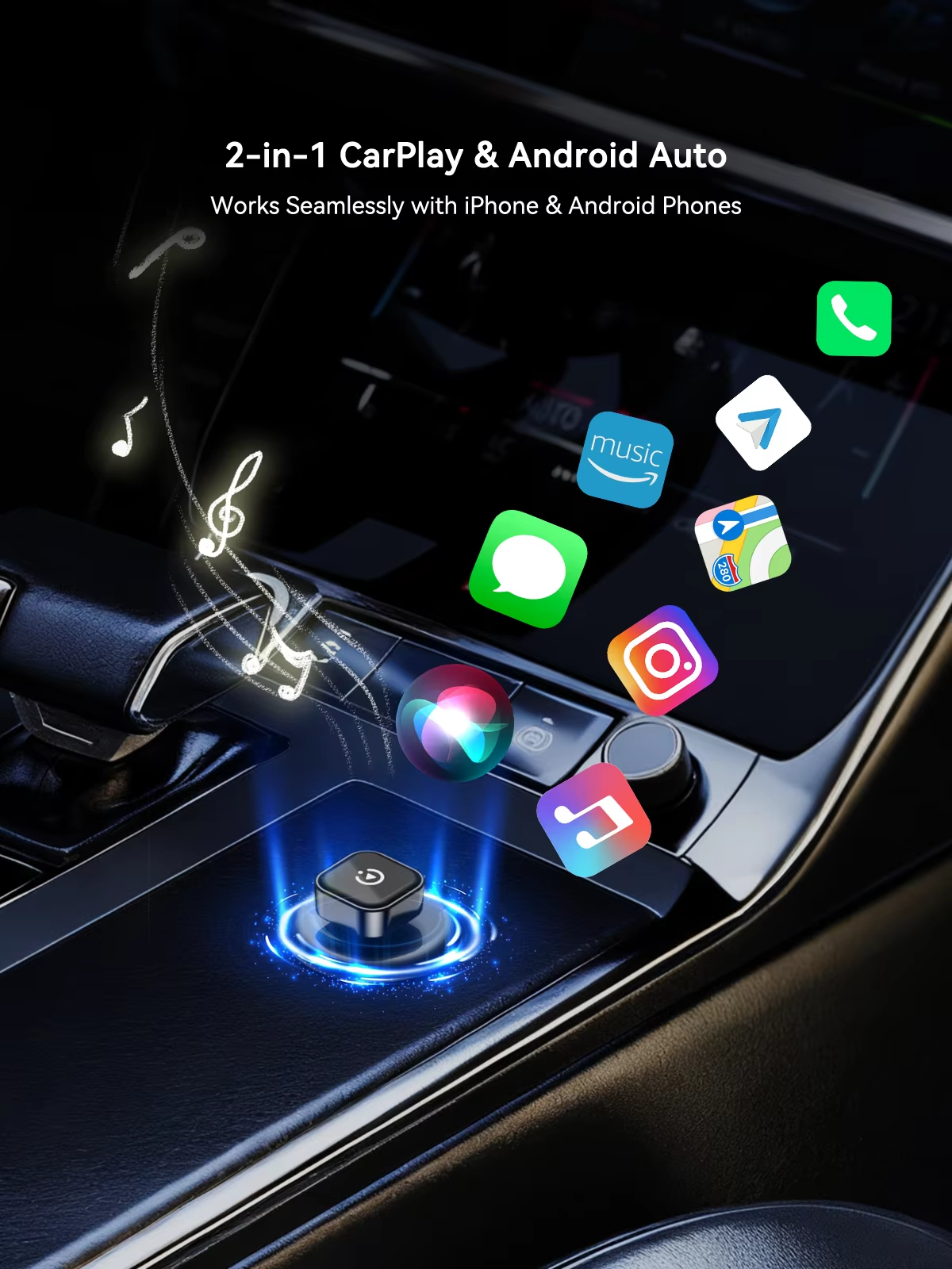 Spedal 322M Wireless CarPlay & Android Auto Adapter, Fast Plug-and-Play, No Delay