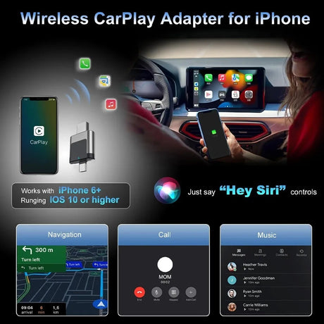 Spedal 326 Universal Wireless CarPlay Android Auto Adapter USB a & Type C 2 Ports Mini Box