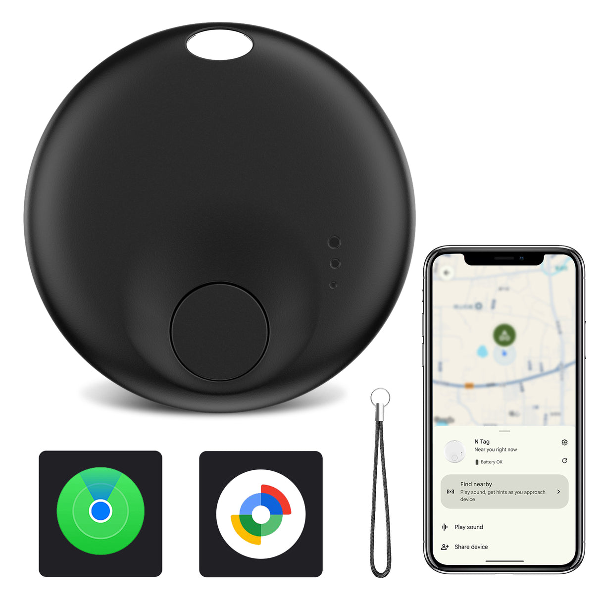 2-in-1 Bluetooth Tracker for Android or iOS AirTag| For Wallet, Bag, Pet | Anti-Lost Finder, Smart Tag for Keys