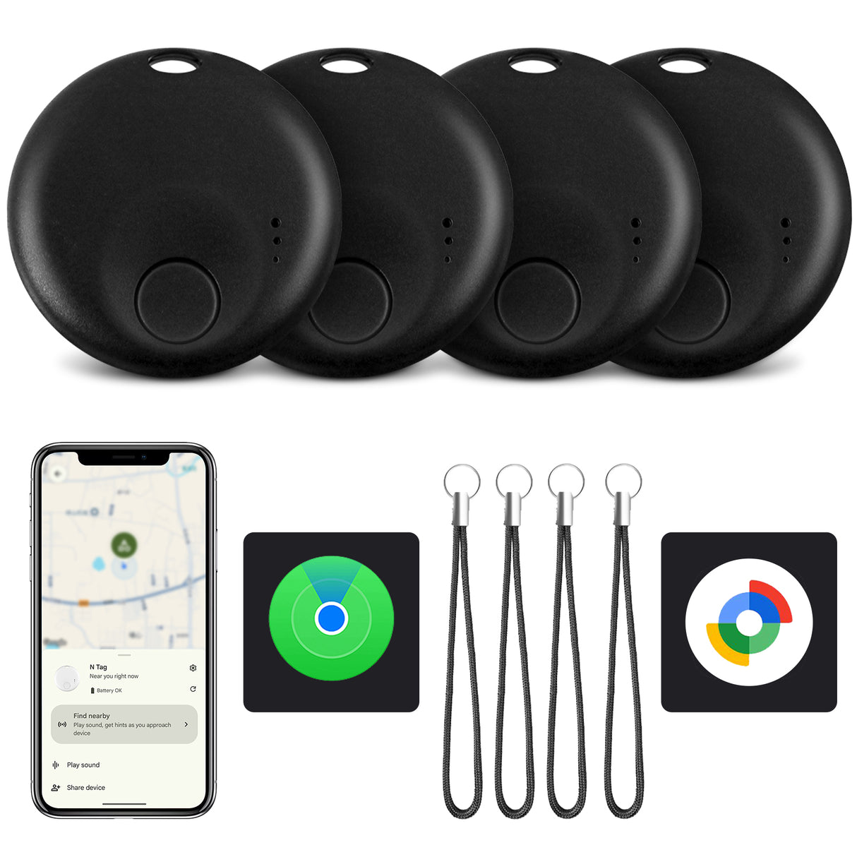 2-in-1 Bluetooth Tracker for Android or iOS AirTag| For Wallet, Bag, Pet | Anti-Lost Finder, Smart Tag for Keys