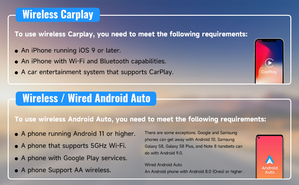 CL796W - 便携式 7 英寸无线 Apple Carplay Android Auto 带前置摄像头