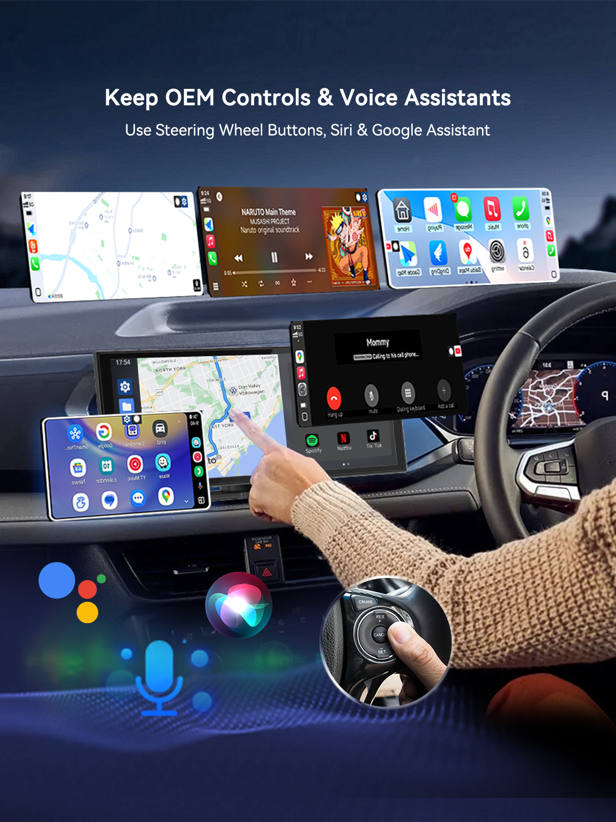 Spedal 323P-5 Wireless CarPlay Adapter & Android Auto Dongle, Fast Auto-Connect for iPhone & A