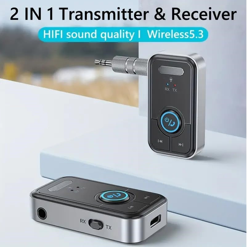 2 IN 1 Wireless Transmitter and Receiver Bluetooth 5.3 Adapter 3.5mm  For Car Audio Aux Handsfree Headset