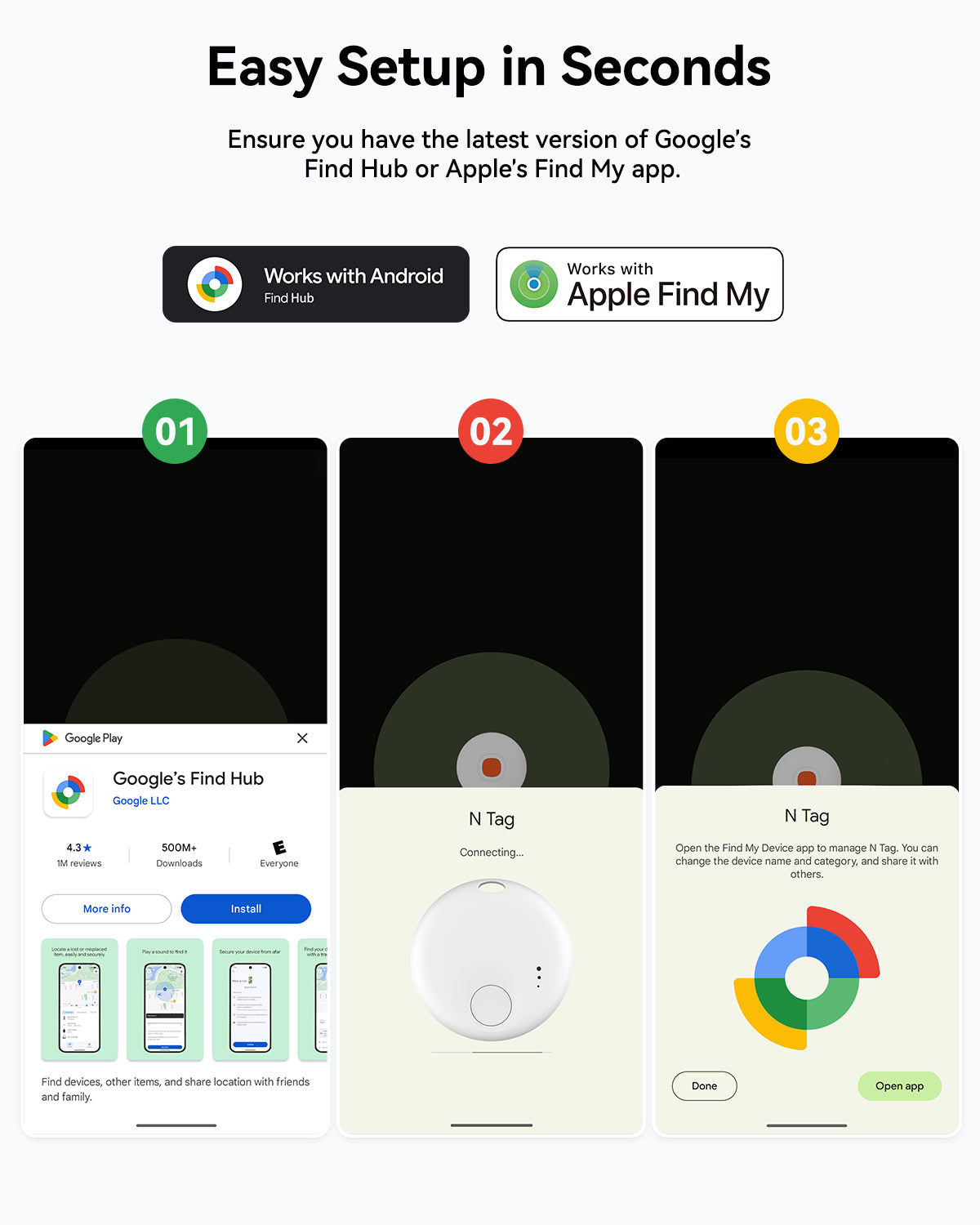 2-in-1 Bluetooth Tracker for Android or iOS AirTag| For Wallet, Bag, Pet | Anti-Lost Finder, Smart Tag for Keys