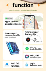 IP67 Waterproof Mini Tracker-AirTags-Works with Apple Find My (iOS Only) -Key Finder for Keys Kids Pets Car Luggage 2025 Upgrade
