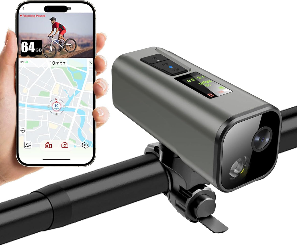 Spedal Multi-functional Bike Light with GPS Speed Display & 1080P Camera & App 64G Card