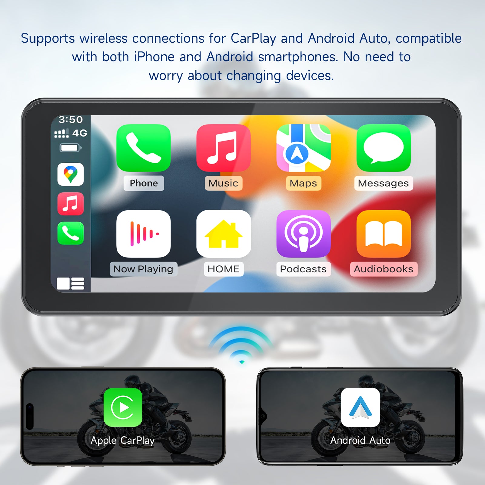 NaviCam L300-6.25 Inch Portable Mototorcycl Wireless Apple