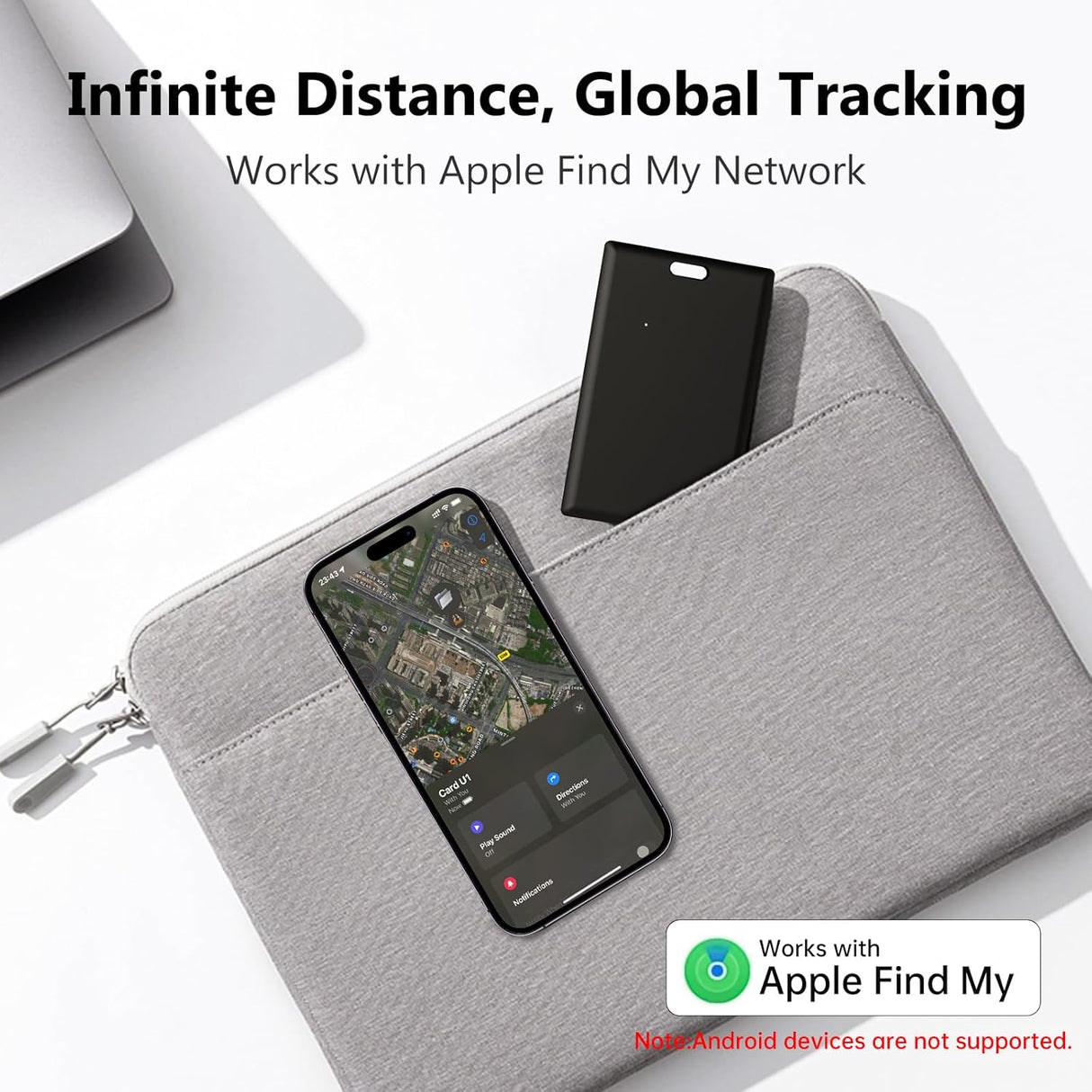 2025 Upgrade Bluetooth Smart Tracker Card -Wallet Key Bag Finder -Slim Design Works with Apple Find My (iOS Only)