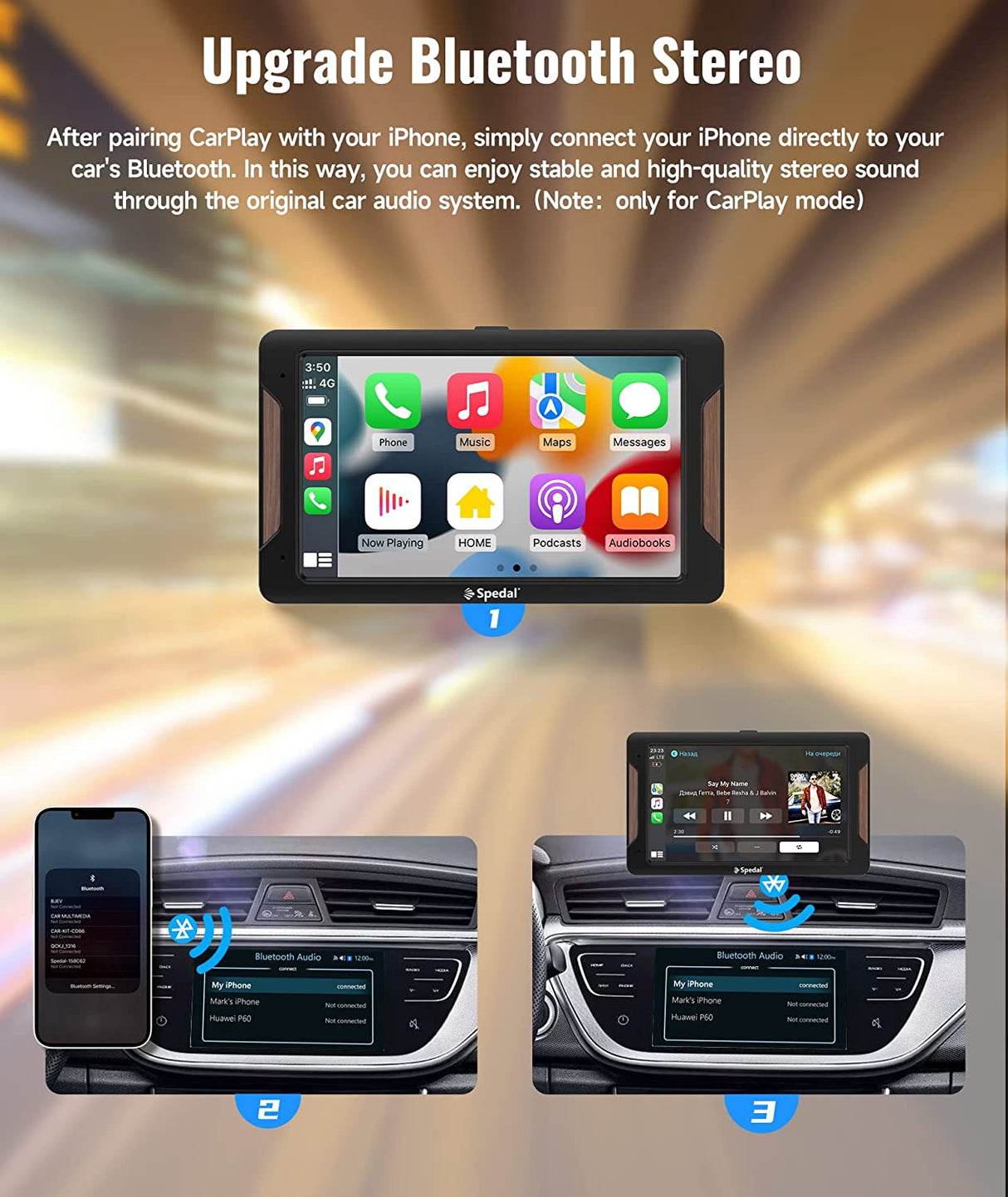 CL787 - 7 Cola Aŭta Stereo Sendrata Apple CarPlay Android Aŭtomata 