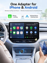 Hyphoon Mini Wireless CarPlay & Android Auto Adapter, Low-Profile USB-A 2-in-1 Wireless Adapter for Factory Wired CarPlay/Android Auto Cars, Plug-in Once Auto Reconnect, 5GHz WiFi, USB-C Adapter Included