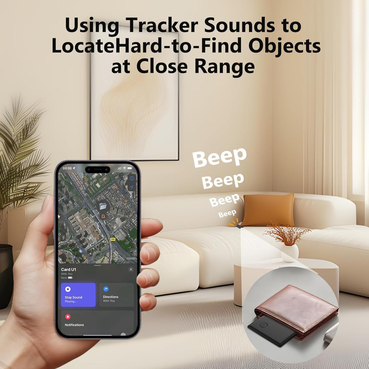 2025 Upgrade Bluetooth Smart Tracker Card -Wallet Key Bag Finder -Slim Design Works with Apple Find My (iOS Only)