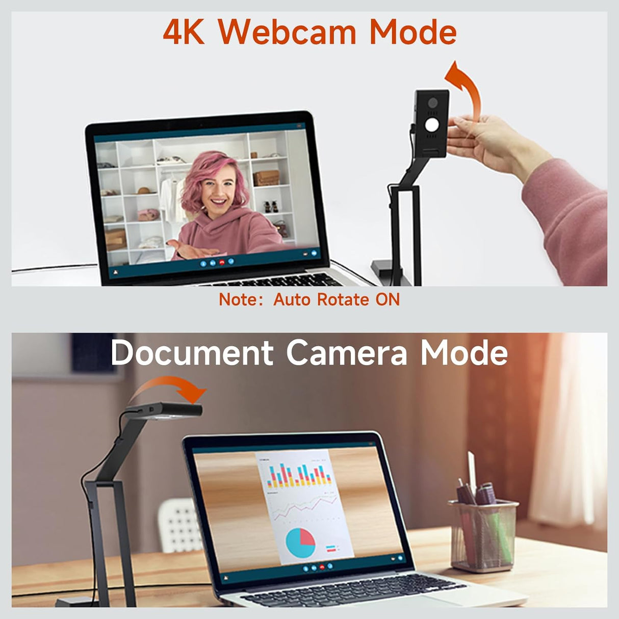 VIISAN VS13AI USB Document Camera with AI-Noise Reduction Mic, 13MP 4K Ultra HD A3-Size Capture, Dual-Mode Autofocus, LED Light, Foldable for Web Conferencing, Live Demo, Compatible macOS & Windows