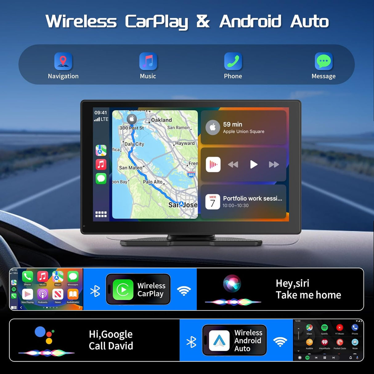 CL811-9" Car Play Screen with 2K Dash Cam/1080P Backup Camera