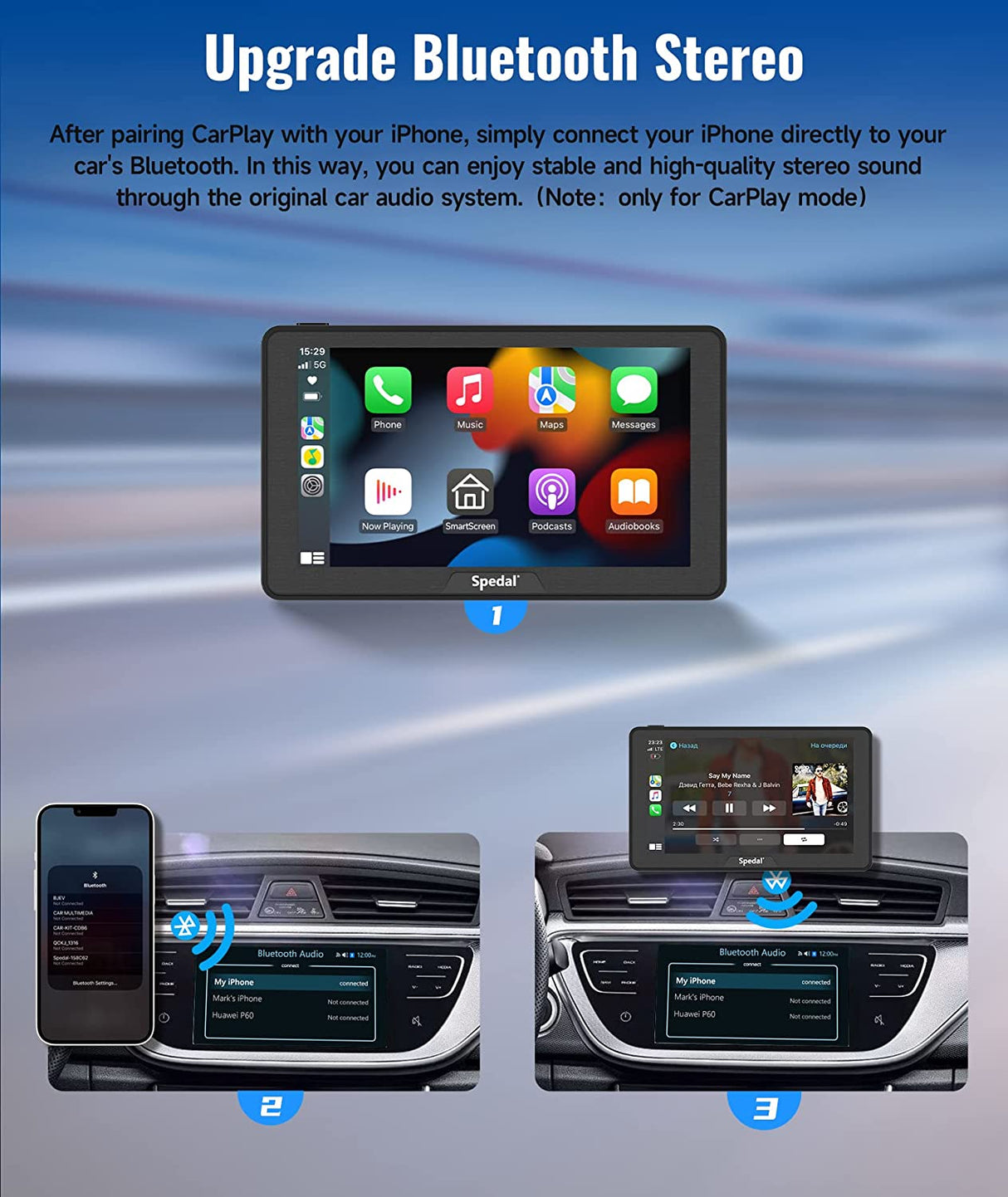 CL786-7" Apple CarPlay/ Android auto Dash Mount Car IPS Touchscreen