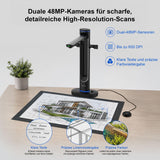 VIISAN S48 Duo Overhead Book Scanner - A2/A3 Large Format, Dual 48MP, 600 DPI with OCR & Text-to-Speech for Archiving and Distance Education