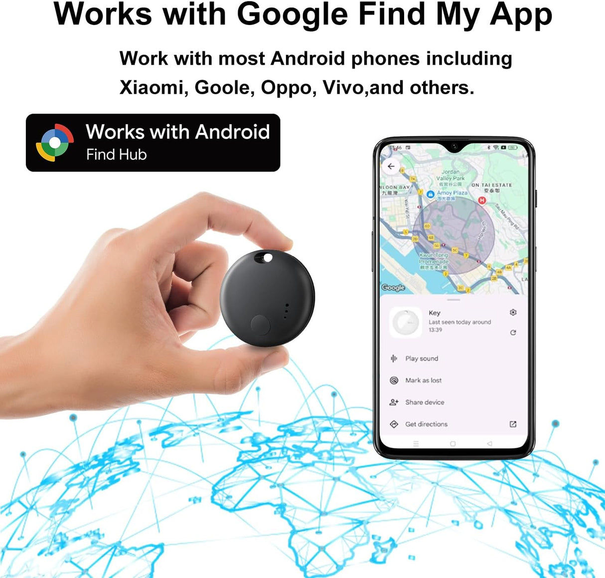 Android Smart Tags Bluetooth Tracker – 2/4-Pack , Works with Google Find My Device, Locator for Keys, Wallet Luggage For Android