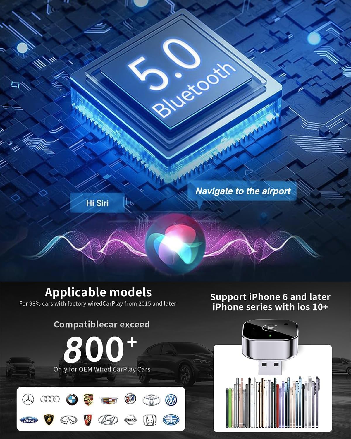 Spedal 323P Wireless Fast Auto-Connect, Compact Plug & Play for iPhone/Android, USB/USB-C, No Delay