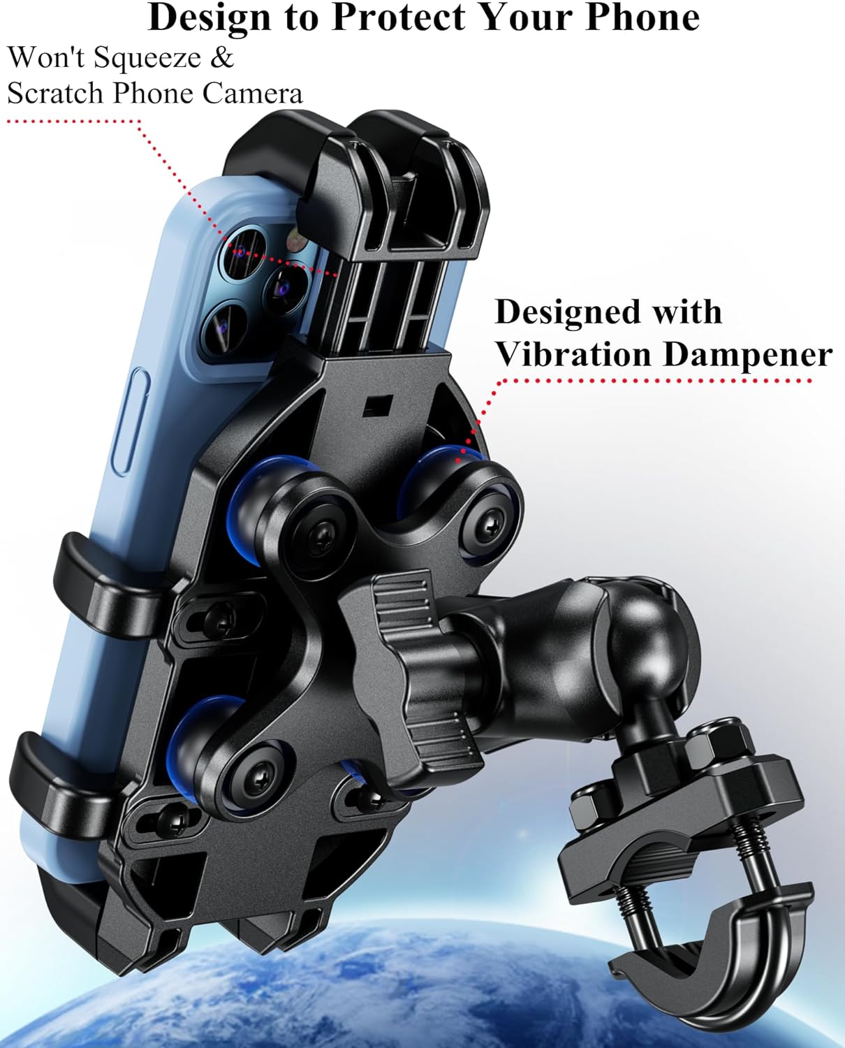 Motorcycle Phone Holder with Vibration Dampener Anti-Shock