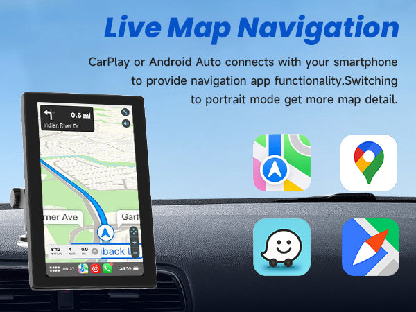 Spedal-CL798-7'' Apple CarPlay Screen with Android Auto Portable Touchscreen with Portrait & Landscape Modes Magnetic Bracket