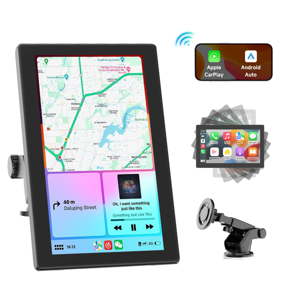 Spedal-CL798-7'' Apple CarPlay Screen with Android Auto Portable Touchscreen with Portrait & Landscape Modes Magnetic Bracket