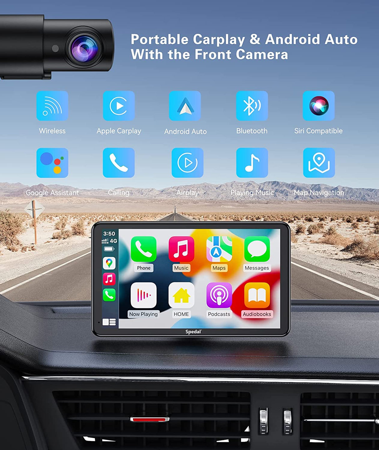 CL796N - Portable Car Stereo Wired Apple Carplay Android Auto with