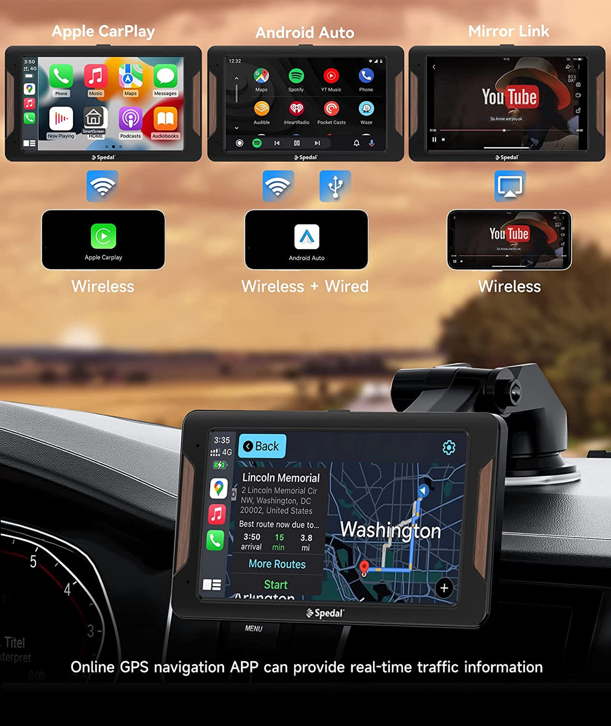 CL787 - 7 Inch Car Stereo Wireless Apple CarPlay Android Auto