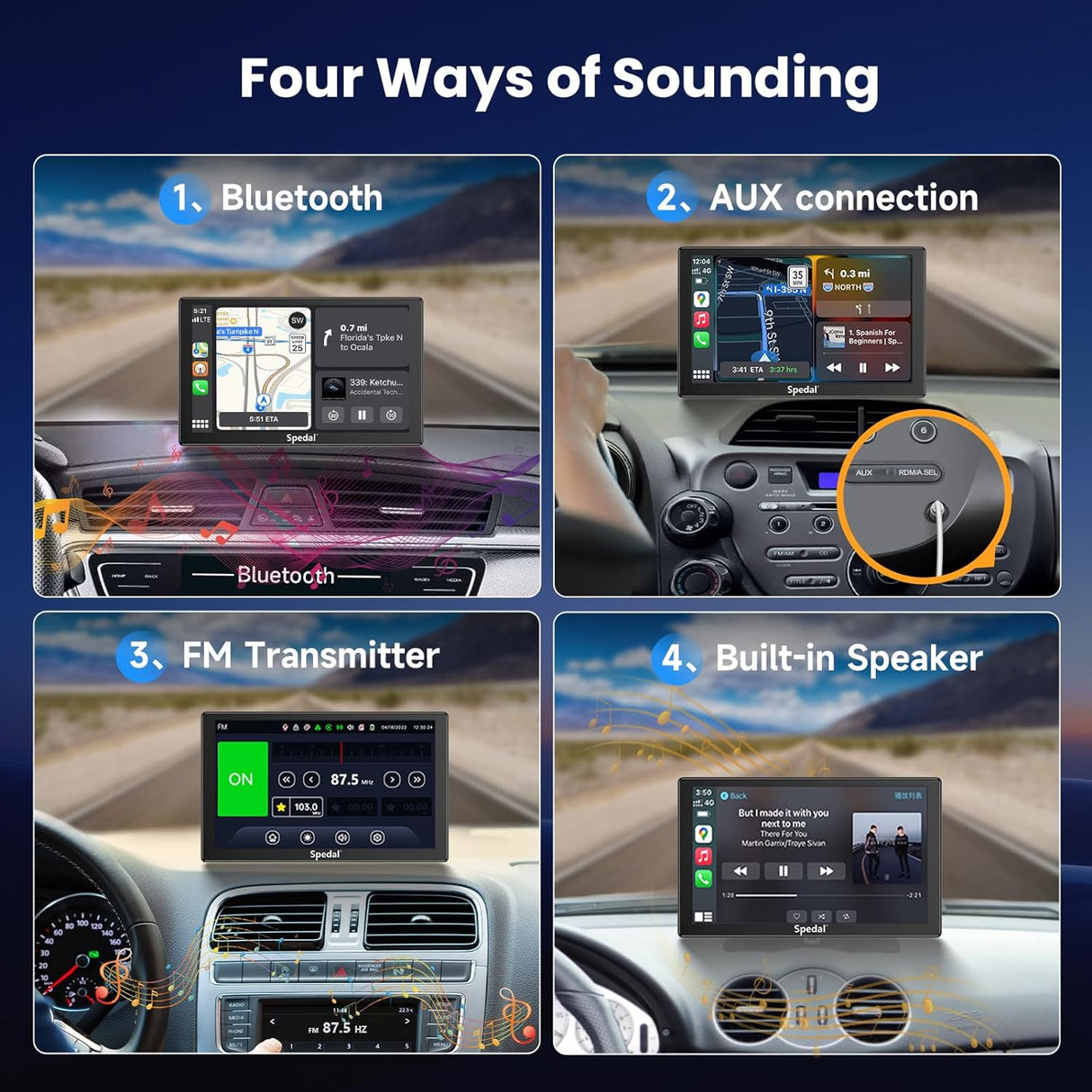 810L-9 Inch Wireless Carplay & Android Auto with 1080P Backup Camera, Portable Car Stereo with Car Play Touch Screen