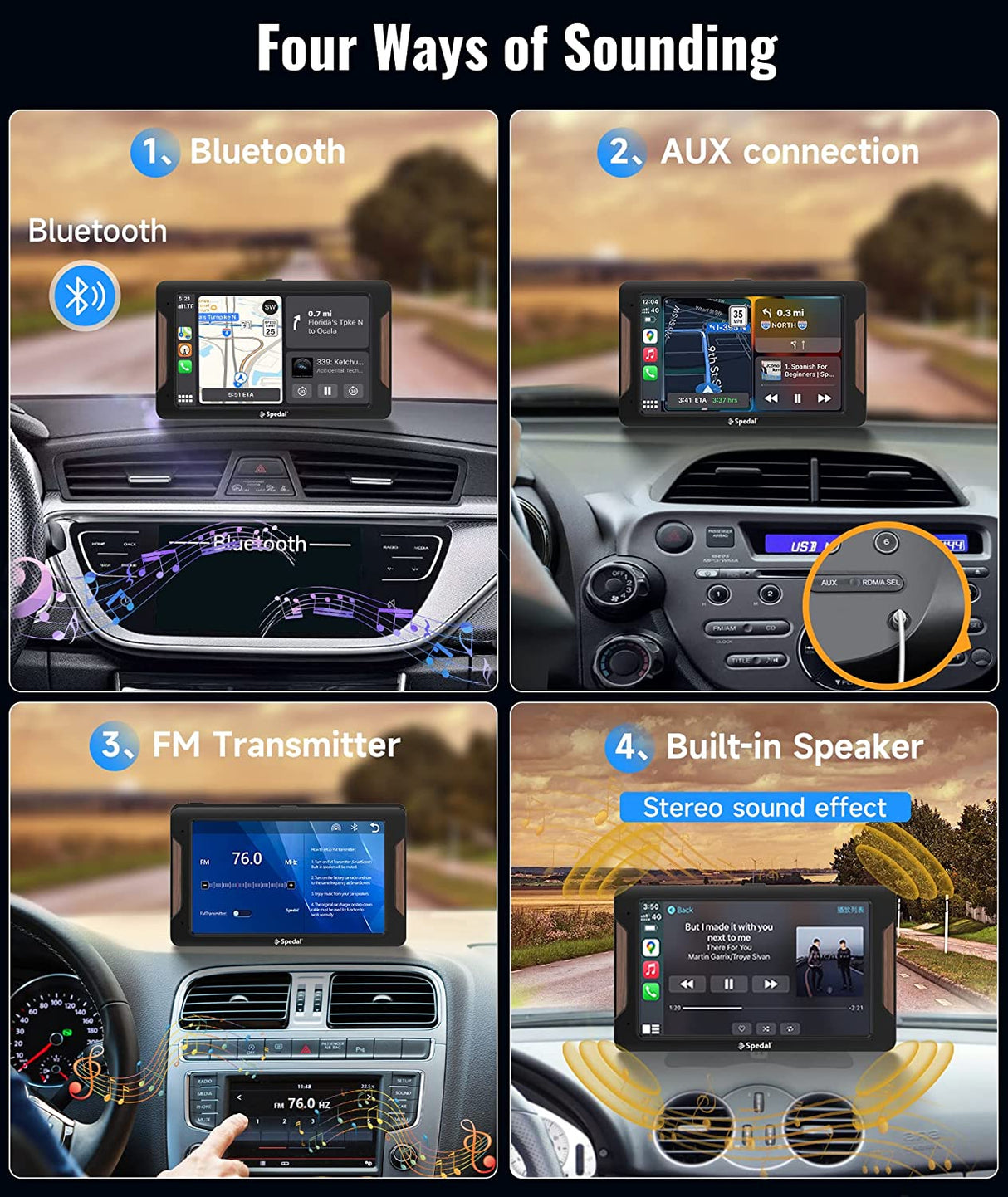 CL787 - 7 Cola Aŭta Stereo Sendrata Apple CarPlay Android Aŭtomata 