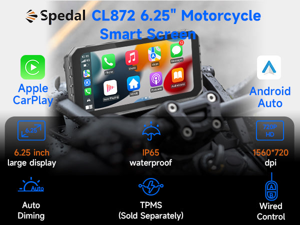 NaviCam CL872- 6.25" Multifunction Motorcycle GPS with Carplay&Android