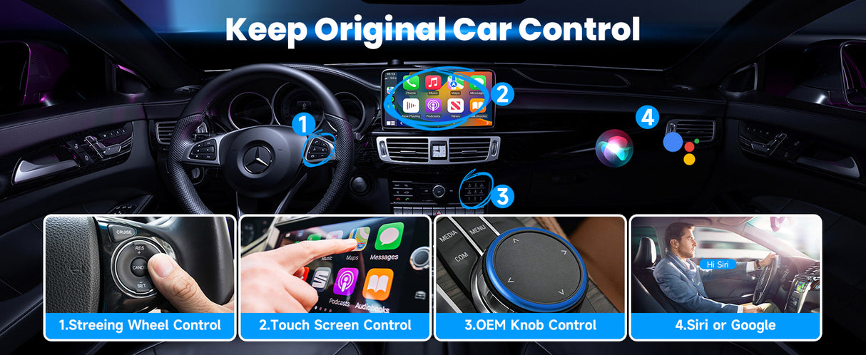 2-in-1 with USB interface Wired to Wireless CarPlay Adapter & Android Auto Adapter