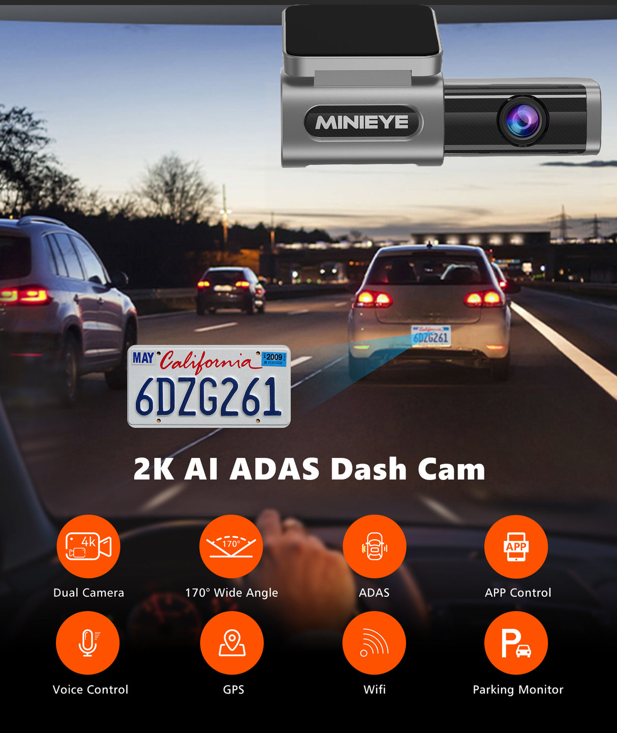 C2L- 4K Dash Cam with ADAS & 1080P Rear Dash Cam