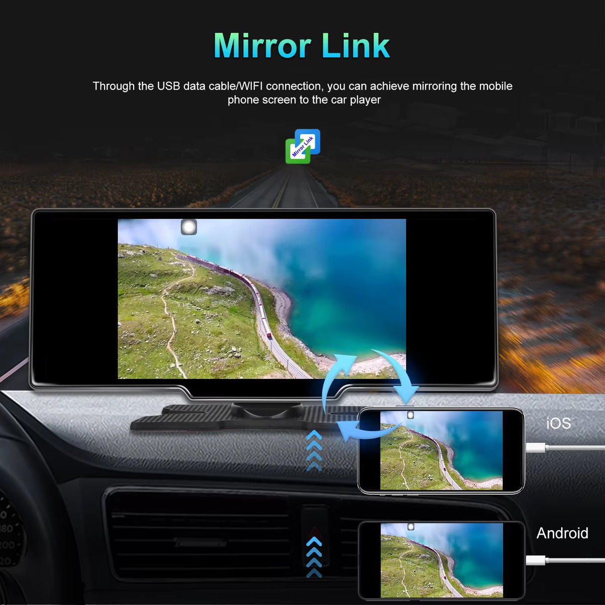 Spedal A830-10.26" Android Monitor 2+32G Android Auto Bluetooth & 1080P Rear Cam