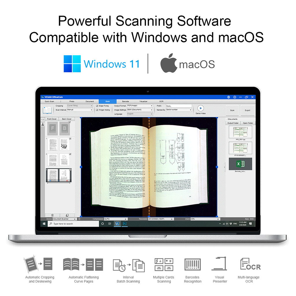 VIISAN S21 Large Format Book & Document Scanner, Capture Size A2/A3, 26MP USB Document Camera with Auto-Flatten, Fingerprint Removal Technologies, Multi-Language OCR, Compatible with Windows & macOS