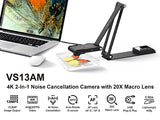 VIISAN VS13AM 13MP Book & Document Scanner 4K USB Camera with 20X Macro View, AI Noise Reduction, Auto Focus, Plug & Play for PC