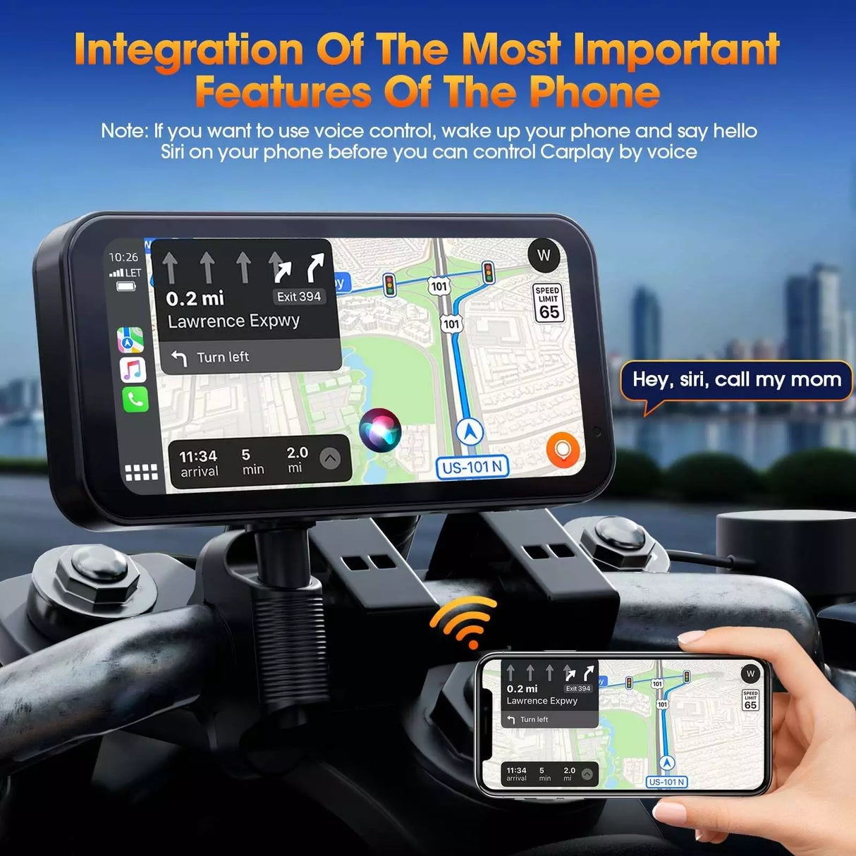 L300 -6.25 Inch Portable Mototorcycl Wireless Apple Carplay/Android Auto GPS Navigator