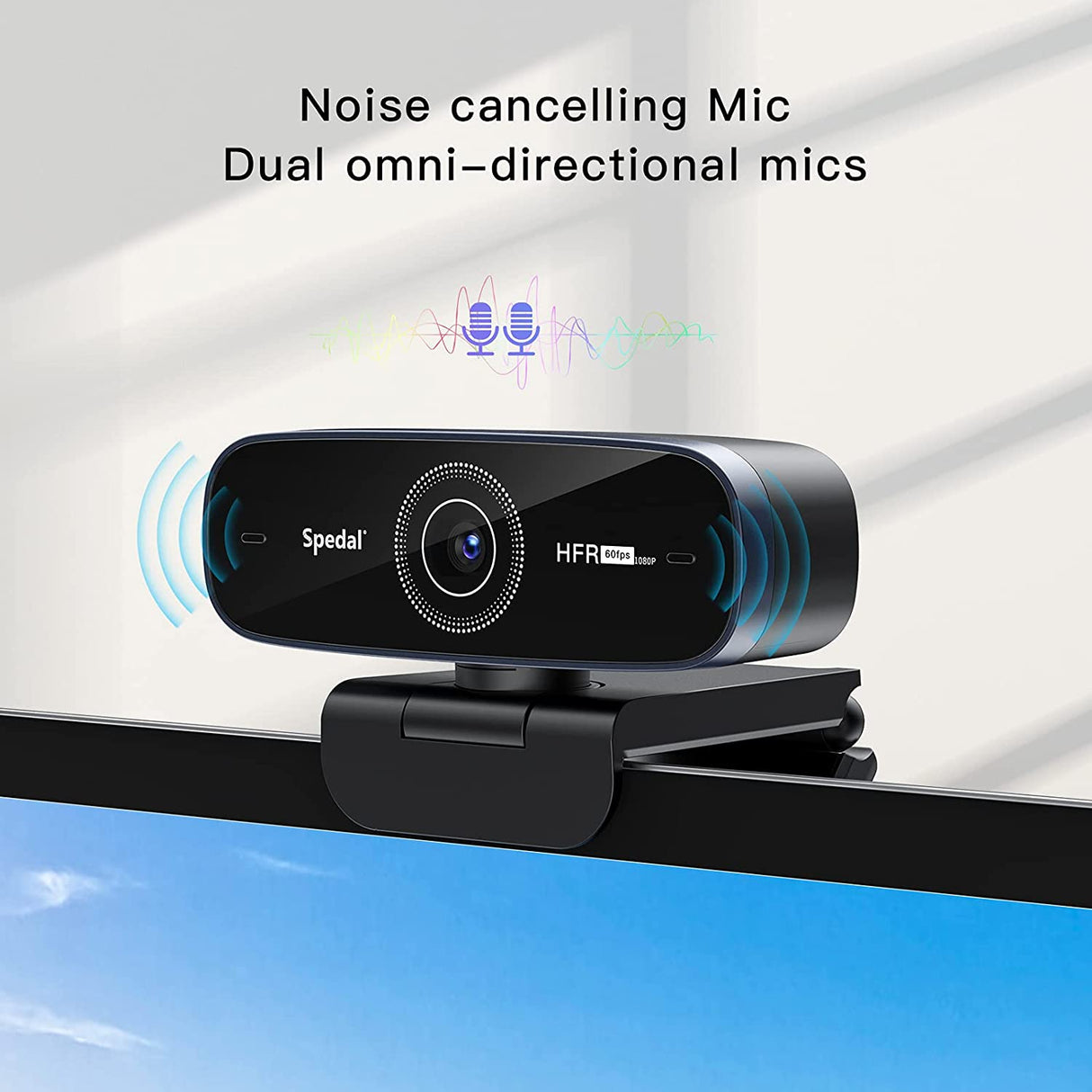 60FPS AutoFocus 1080P Webcam with Dual Microphone & Privacy Cover