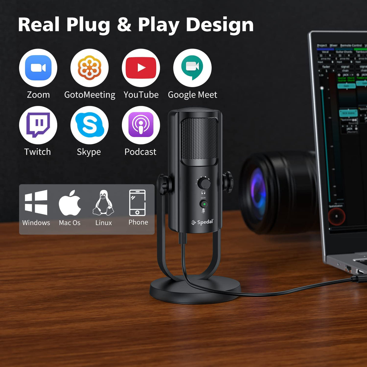 MC02-USB Condenser Microphone for PC & Mac