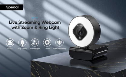 Spedal AF962 USB Streaming Webcam with Ring Light