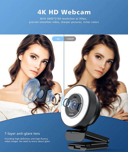 Spedal AF966 4K Webcam with Ring Light